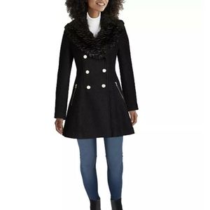 GUESS Faux Fur Double Breasted SKIRT COAT